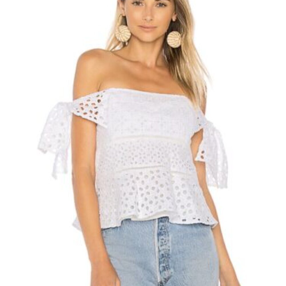 Rebecca Taylor White off shoulder eyelet Top size 0